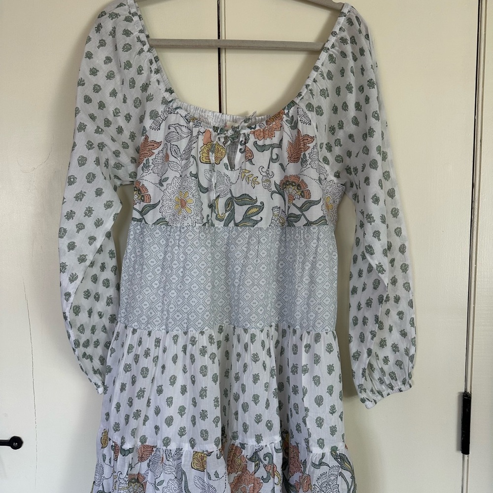 Roller Rabbit Patchwork Yvie Dress. Color: Ivory/Mint. Size L.